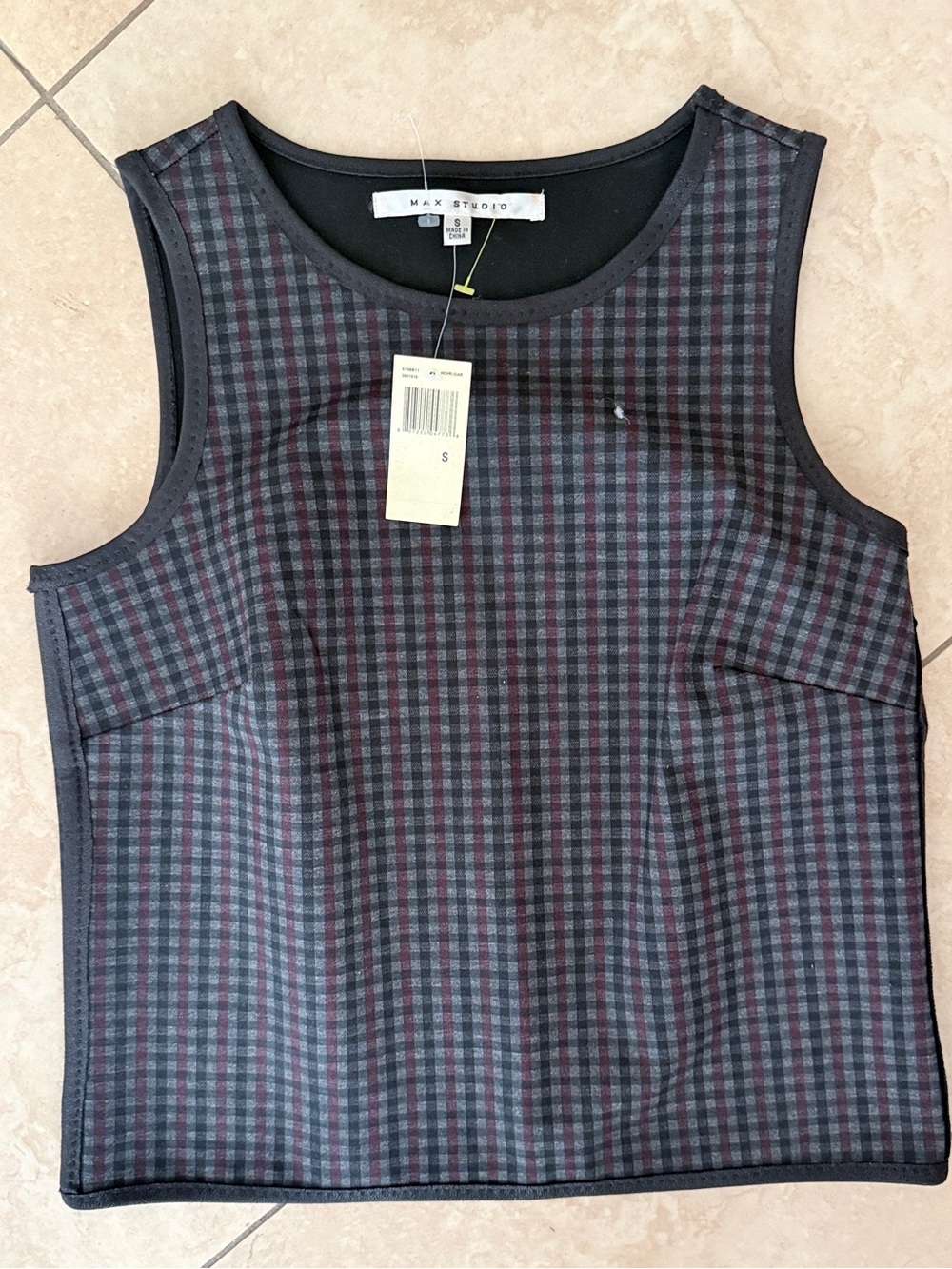 Max Studio Plaid Sleeveless Tank